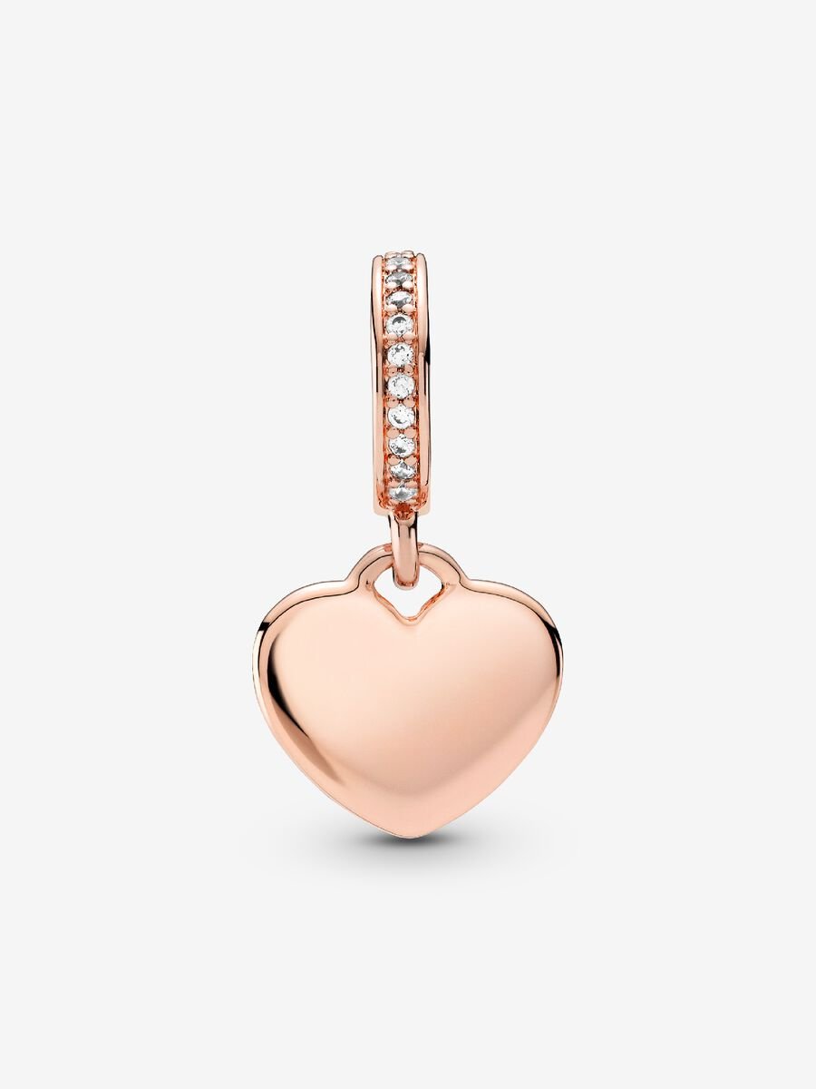 Engravable Heart Tag Dangle Charm
14k rose gold plating