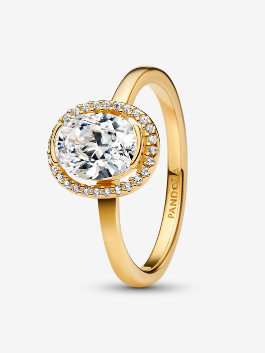 Oval Sparkling Halo Ring
14k gold plating