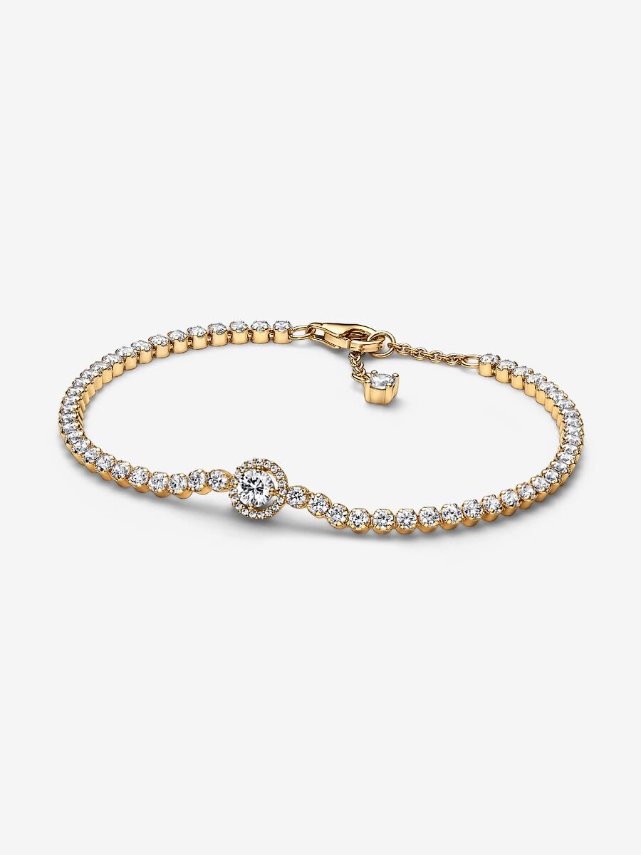 Sparkling Halo Tennis Bracelet
14k gold plating