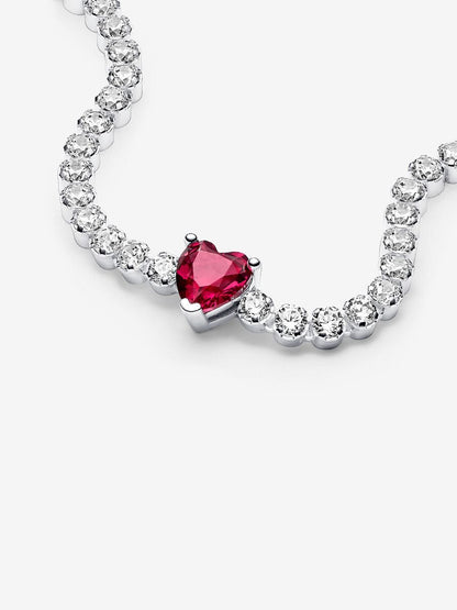 Red Sparkling Heart Tennis Bracelet