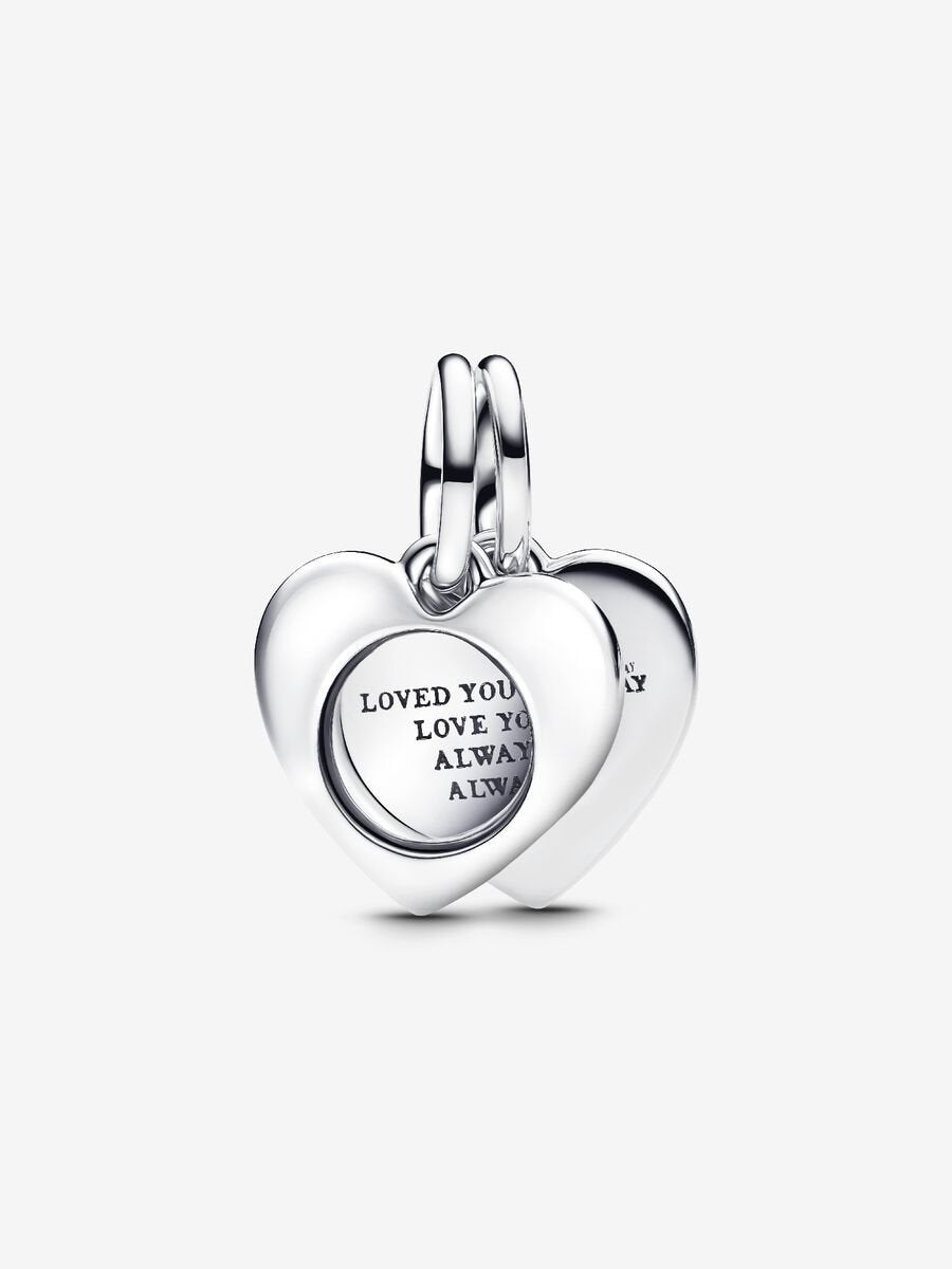 Engravable Heart Magnifying Glass Double Dangle Charm