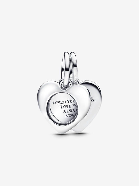 Engravable Heart Magnifying Glass Double Dangle Charm