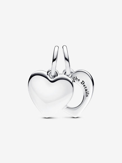 Engravable Heart Magnifying Glass Double Dangle Charm