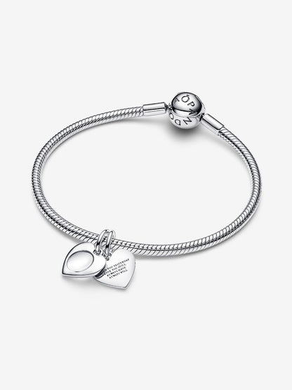 Engravable Heart Magnifying Glass Double Dangle Charm