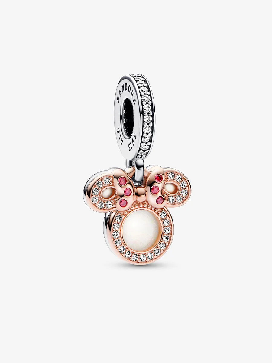 Disney Minnie Mouse Silhouette "Mom" Double Dangle Charm
Sterling silver, 14k rose gold plating