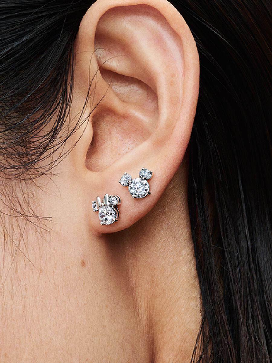 Disney Mickey Mouse & Minnie Mouse Sparkling Stud Earrings