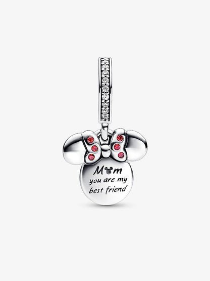 Disney Minnie Mouse Silhouette "Mom" Double Dangle Charm
Sterling silver, 14k rose gold plating