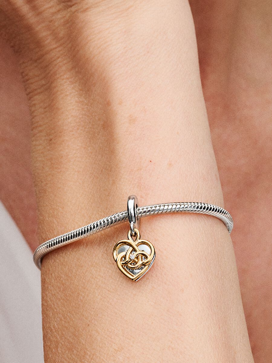 Lab-grown Diamond Engravable Mom Double Dangle Charm