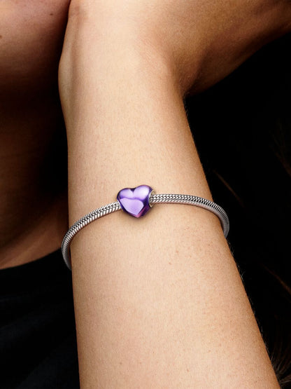 Metallic Purple Heart Charm