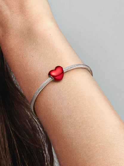 Metallic Red Heart Charm