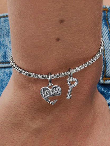 Splittable Heart & Key Dangle Charm