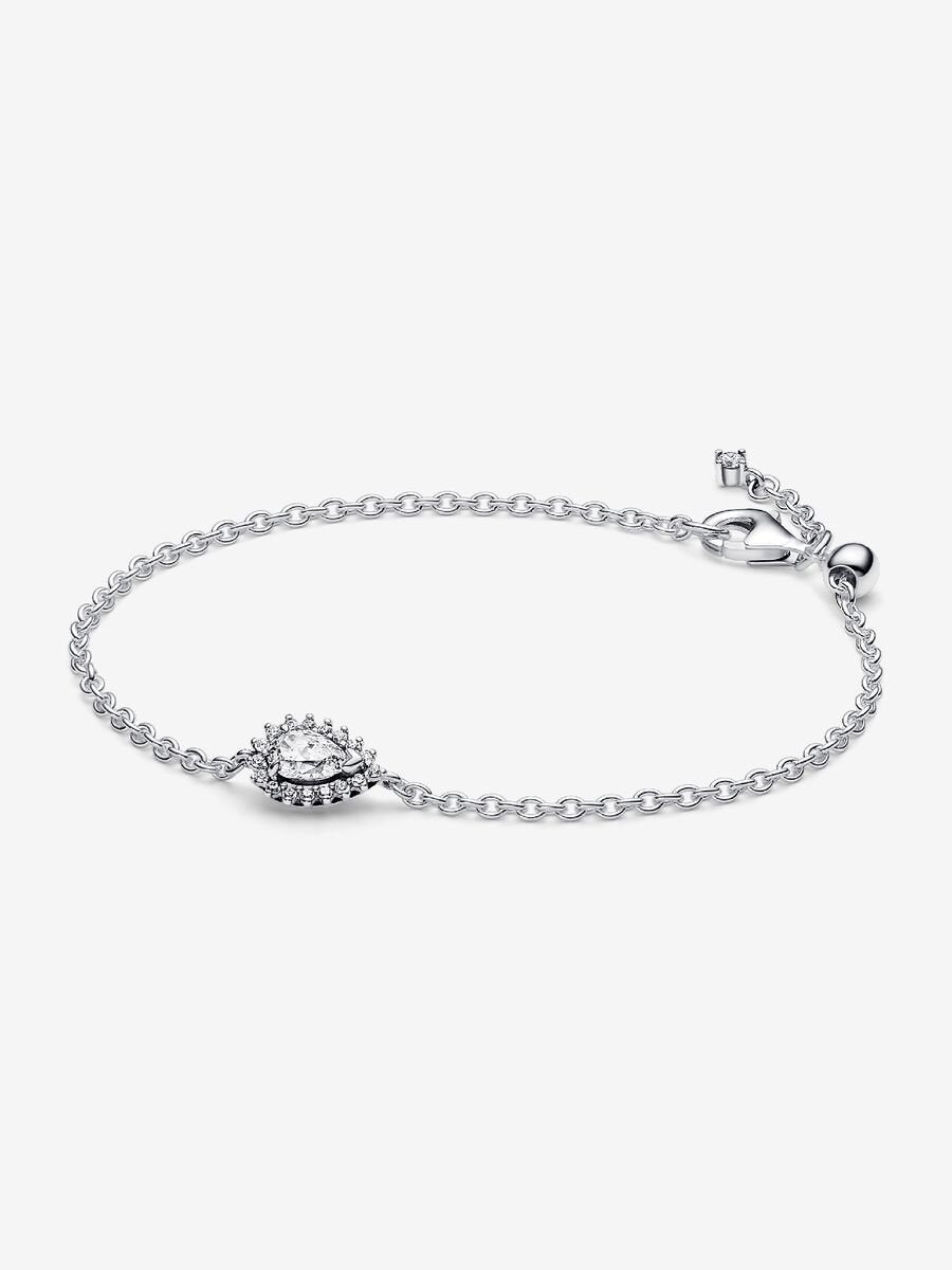 Sparkling Pear Halo Chain Bracelet