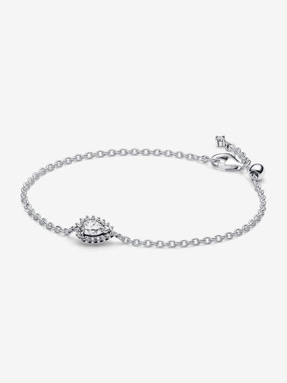 Sparkling Pear Halo Chain Bracelet