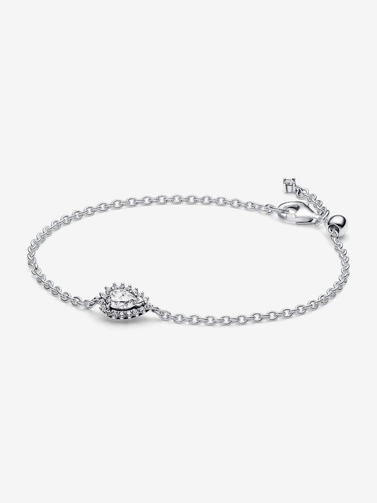 Sparkling Pear Halo Chain Bracelet