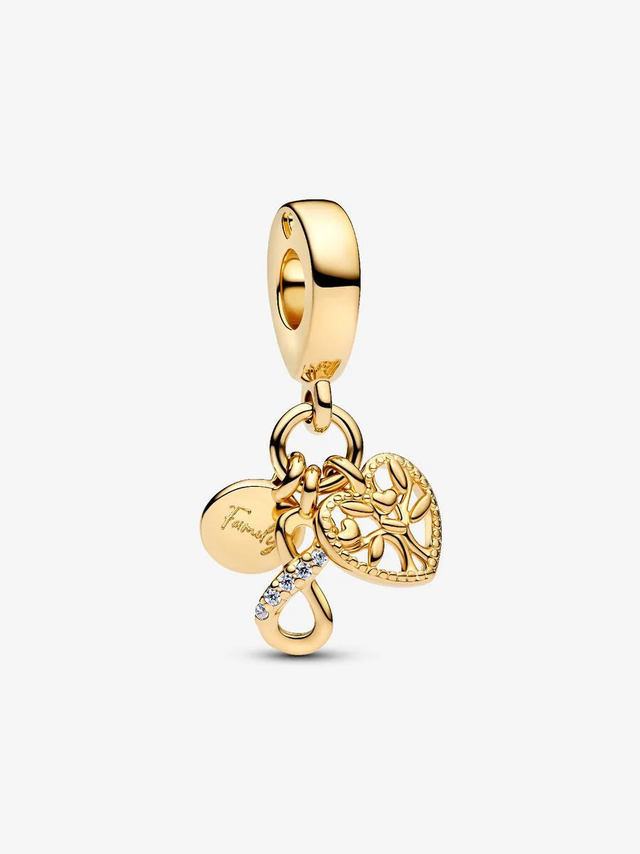 Family Infinity Triple Dangle Charm
14k gold plating