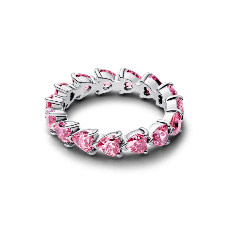Band of Pink Hearts Ring