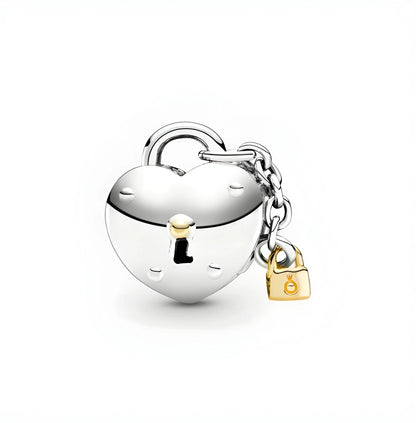 Two-Tone Heart and Lock Charm