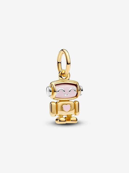 Spinnable Face Robot Dangle Charm
Sterling silver, 14k gold plating