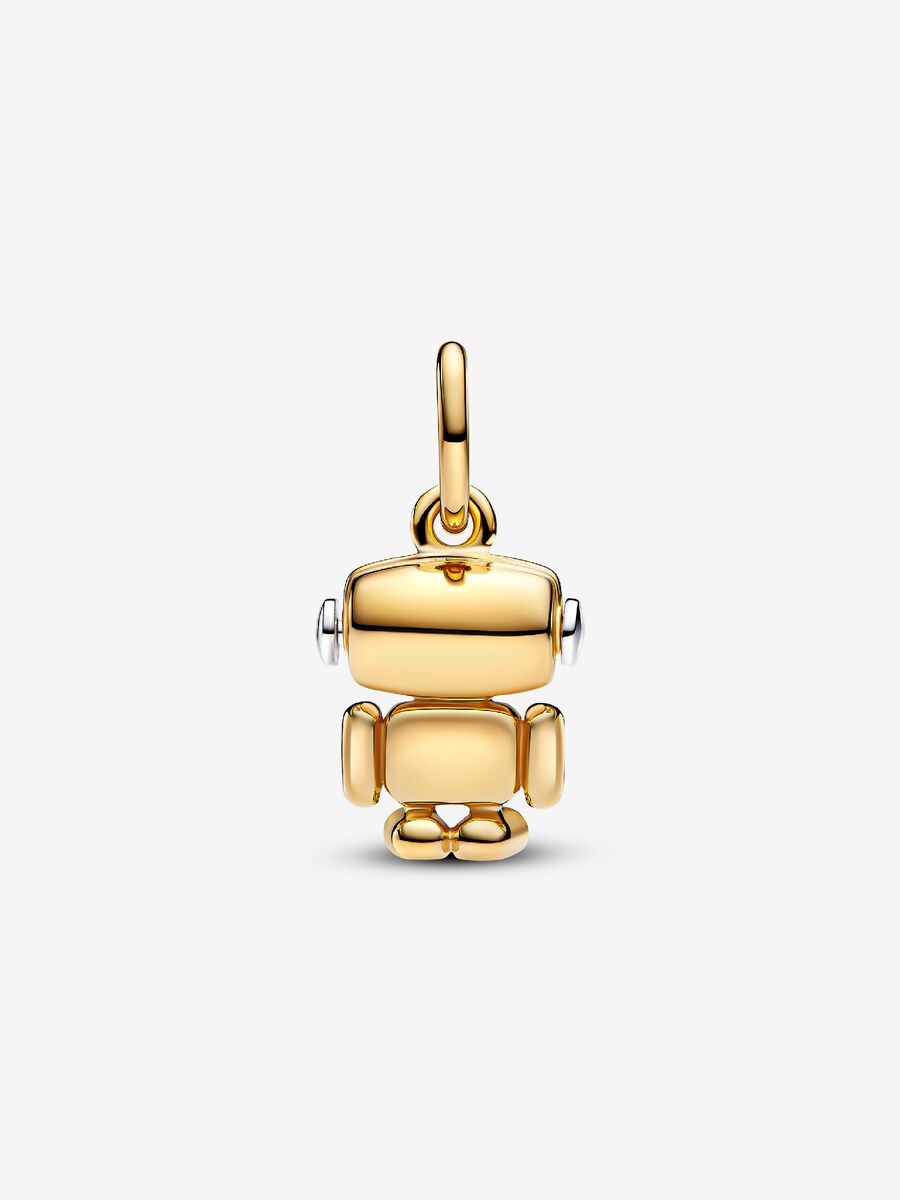 Spinnable Face Robot Dangle Charm
Sterling silver, 14k gold plating