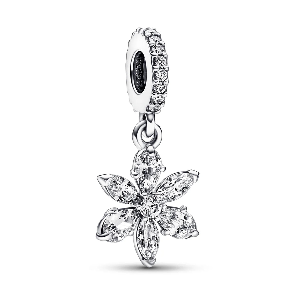 Herbarium Cluster Sterling Silver Dangle With Clear Cubic Zirconia