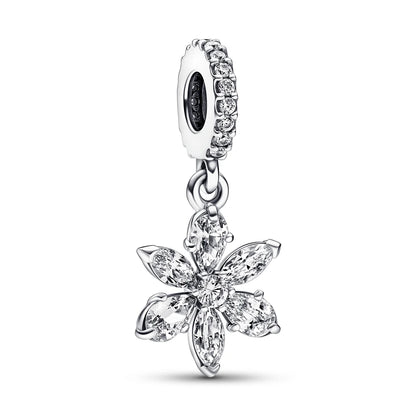 Herbarium Cluster Sterling Silver Dangle With Clear Cubic Zirconia