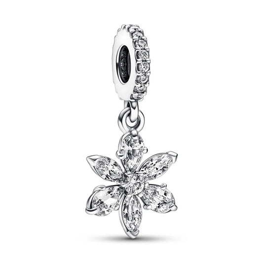 Herbarium Cluster Sterling Silver Dangle With Clear Cubic Zirconia