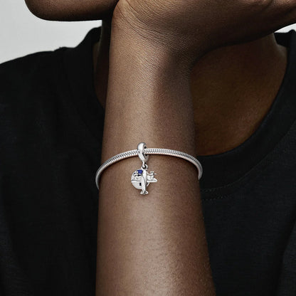 Airplane Silver Dangle charm