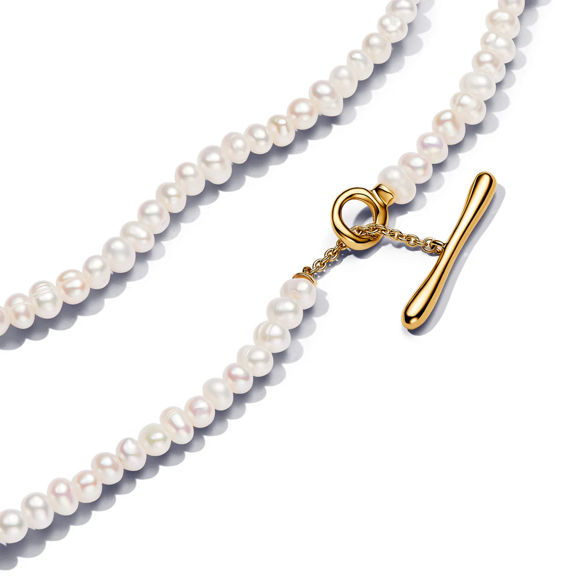 Treated Freshwater Cultured Pearls T-bar Collier Necklace
14k gold plating