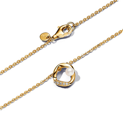 Organically Shaped Pavé Circle & Treated Freshwater Cultured Pearl Collier Necklace

14k gold plating