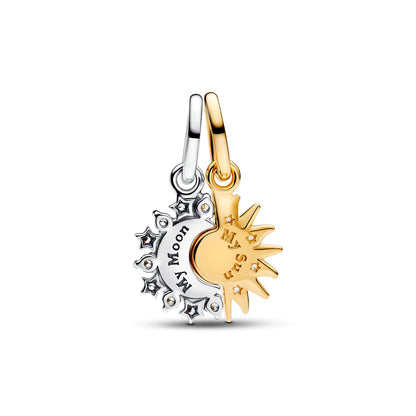 Splittable Sun & Moon Dangle Charm
Sterling silver, 14k gold plating