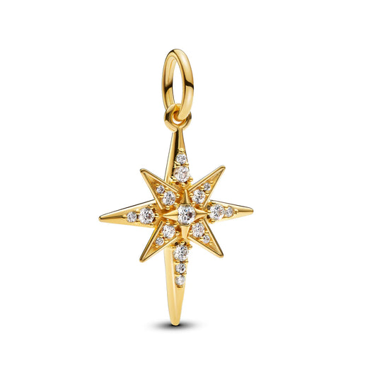 Star 14k gold-plated dangle with clear cubic zirconia