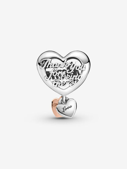 Thank You Mum Heart Charm
Sterling silver, 14k rose gold plating