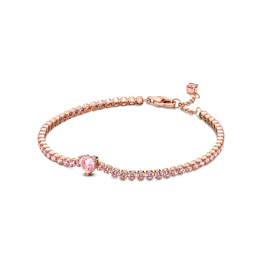 Sparkling Heart Tennis Bracelet
14k rose gold plating