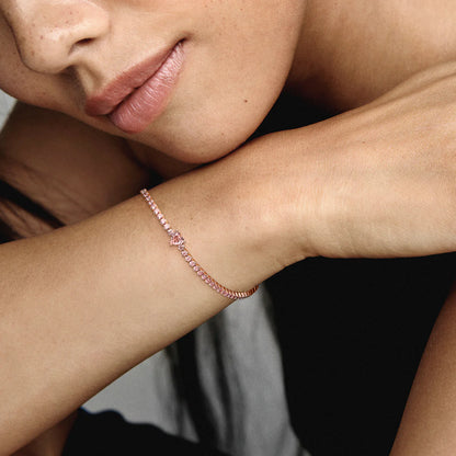 Sparkling Heart Tennis Bracelet
14k rose gold plating