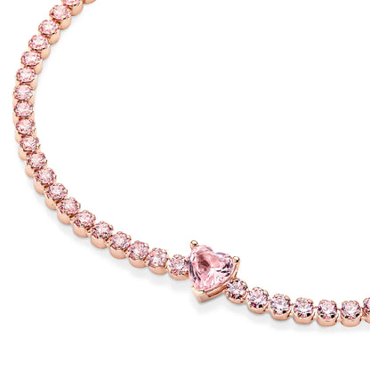 Sparkling Heart Tennis Bracelet
14k rose gold plating