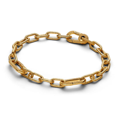 Textured 14K Gold-Plated Link Bracelet With 2 Openable Links