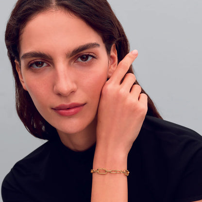Textured 14K Gold-Plated Link Bracelet With 2 Openable Links