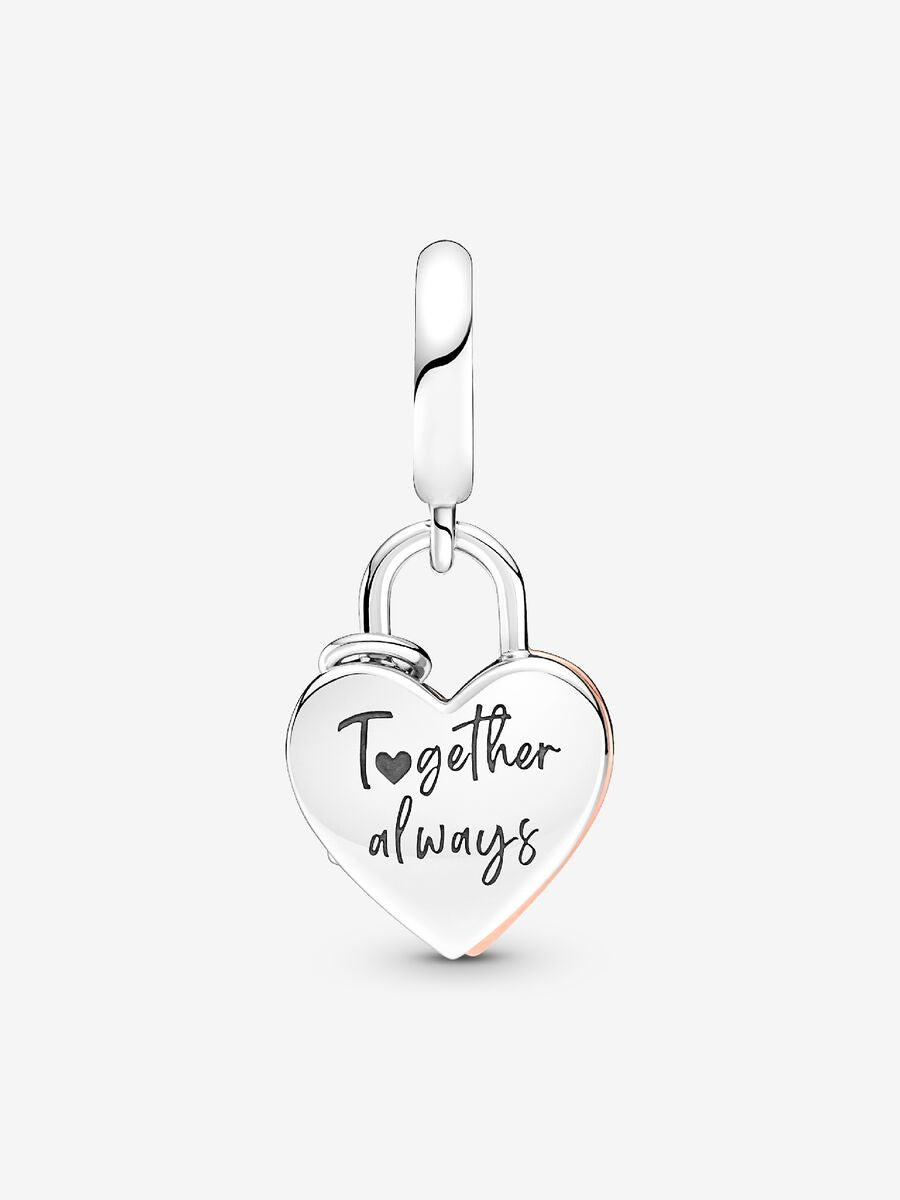 Heart Padlock Double Dangle Charm
Sterling silver, 14k rose gold plating