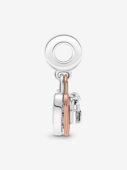 Heart Padlock Double Dangle Charm
Sterling silver, 14k rose gold plating