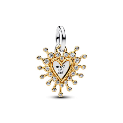 Radiant Heart Double Dangle Charm
Sterling silver, 14k gold plating