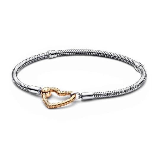 Heart Closure Snake Chain Bracelet
Sterling silver, 14k gold plating