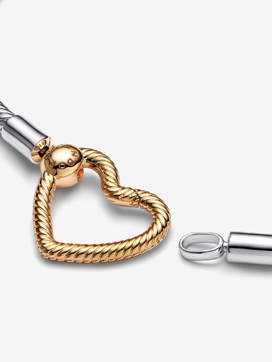 Heart Closure Snake Chain Bracelet
Sterling silver, 14k gold plating