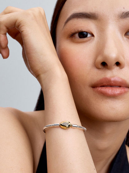 Snake Clasp & Chain Bracelet
Sterling silver, 14k gold plating