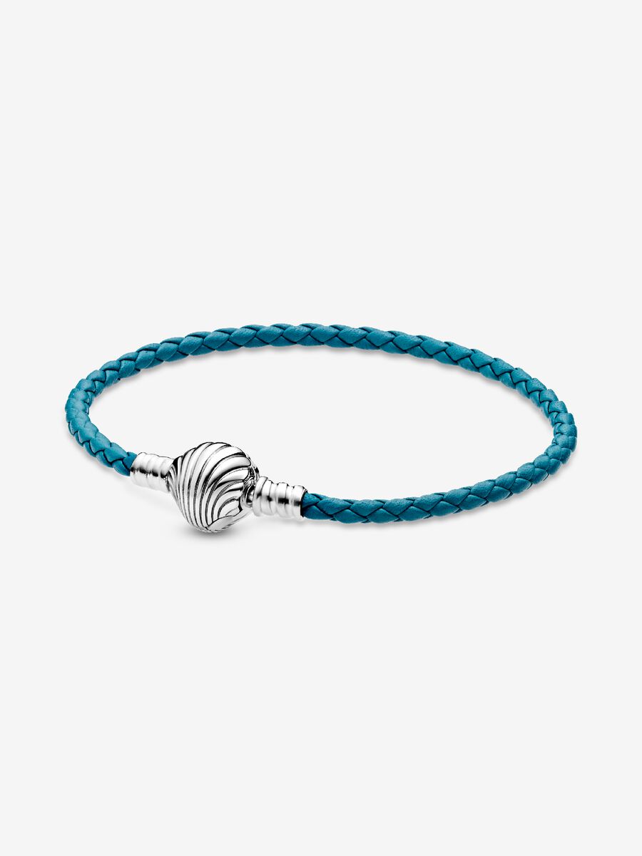 Seashell Clasp Turquoise Braided Leather Bracelet