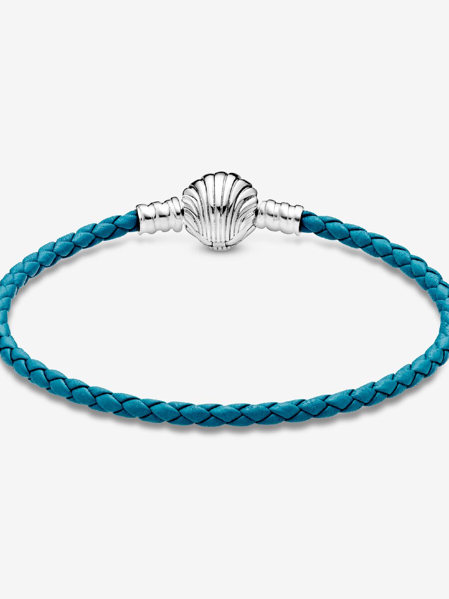 Seashell Clasp Turquoise Braided Leather Bracelet