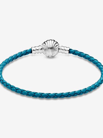 Seashell Clasp Turquoise Braided Leather Bracelet