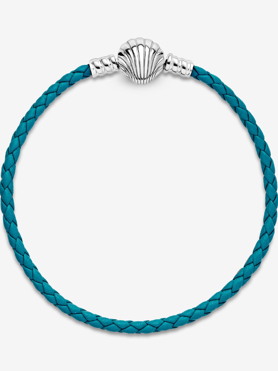 Seashell Clasp Turquoise Braided Leather Bracelet