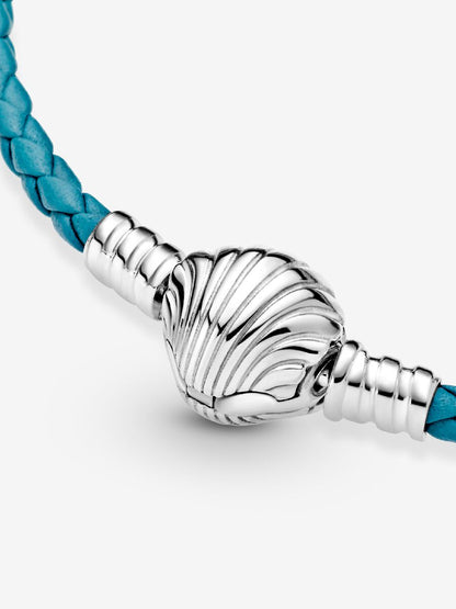 Seashell Clasp Turquoise Braided Leather Bracelet