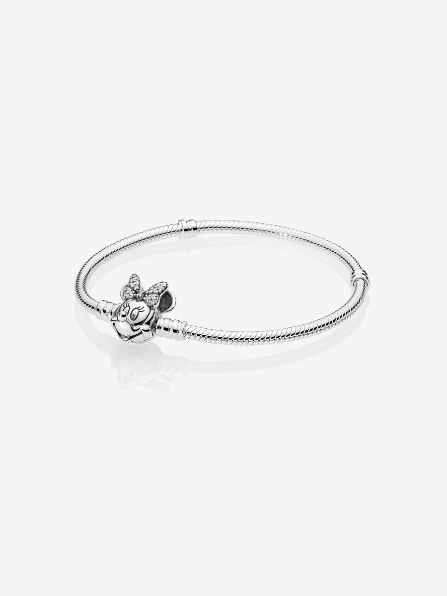 Disney Pandora Moments Pavé Minnie Mouse Clasp Snake Chain Bracelet