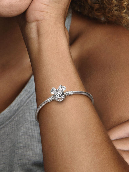 Disney Pandora Moments Pavé Minnie Mouse Clasp Snake Chain Bracelet